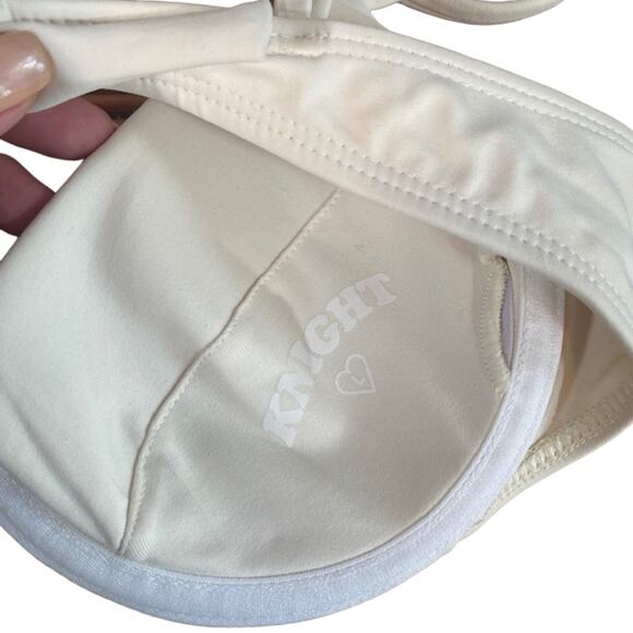Knight White Adjustable Strap Tie Back Summer Beachy Bikini Top Women Sz L - Picture 8 of 11